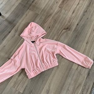 velour cropped zip-up sweatshirt